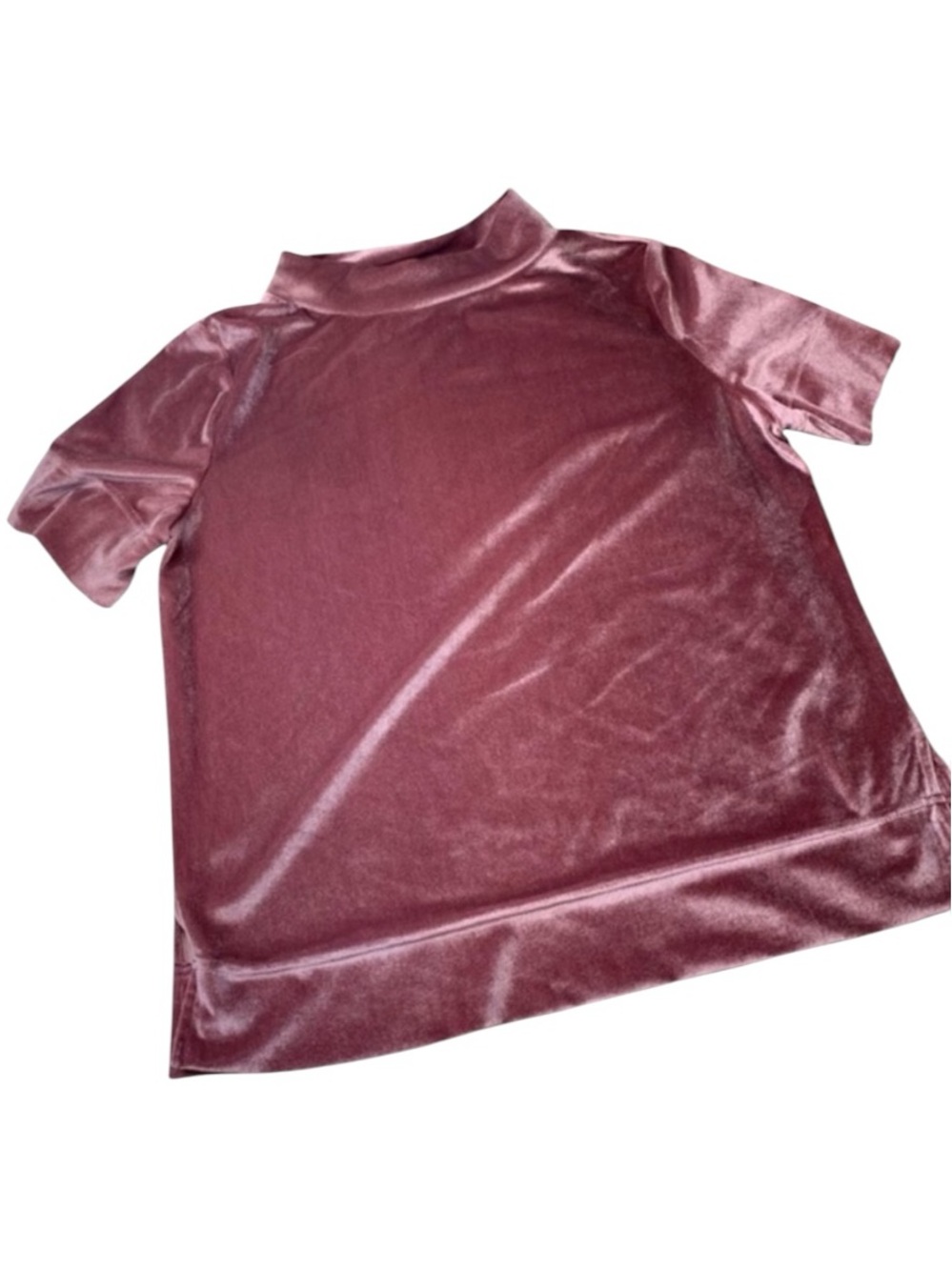 Anthropologie Velvet Mock Neck Top Short Sleeve size Medium